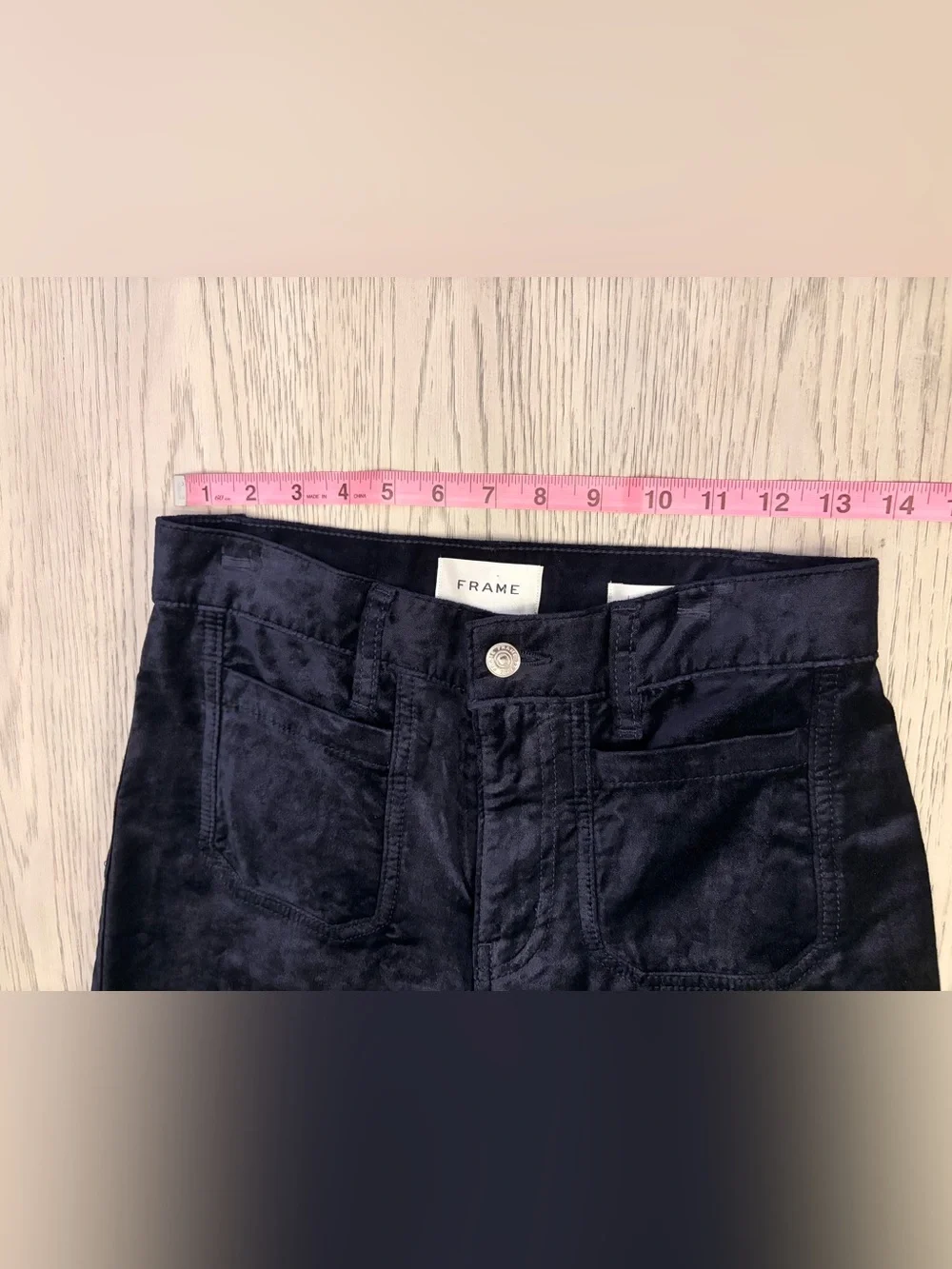 NWT Frame Le-Slim Palazzo Modernest Pocket Jean in Navy Velvet Size 26 - Picture 11 of 14